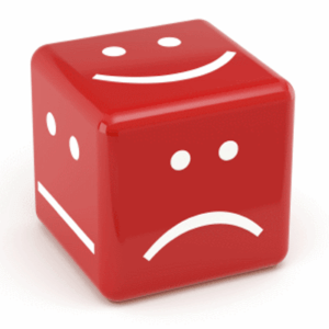 A red color dice on a white background